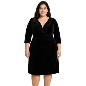 Tiana B. Black Velvet Dress Women's Plus Size 1X Made in USA Cocktail Glam Party